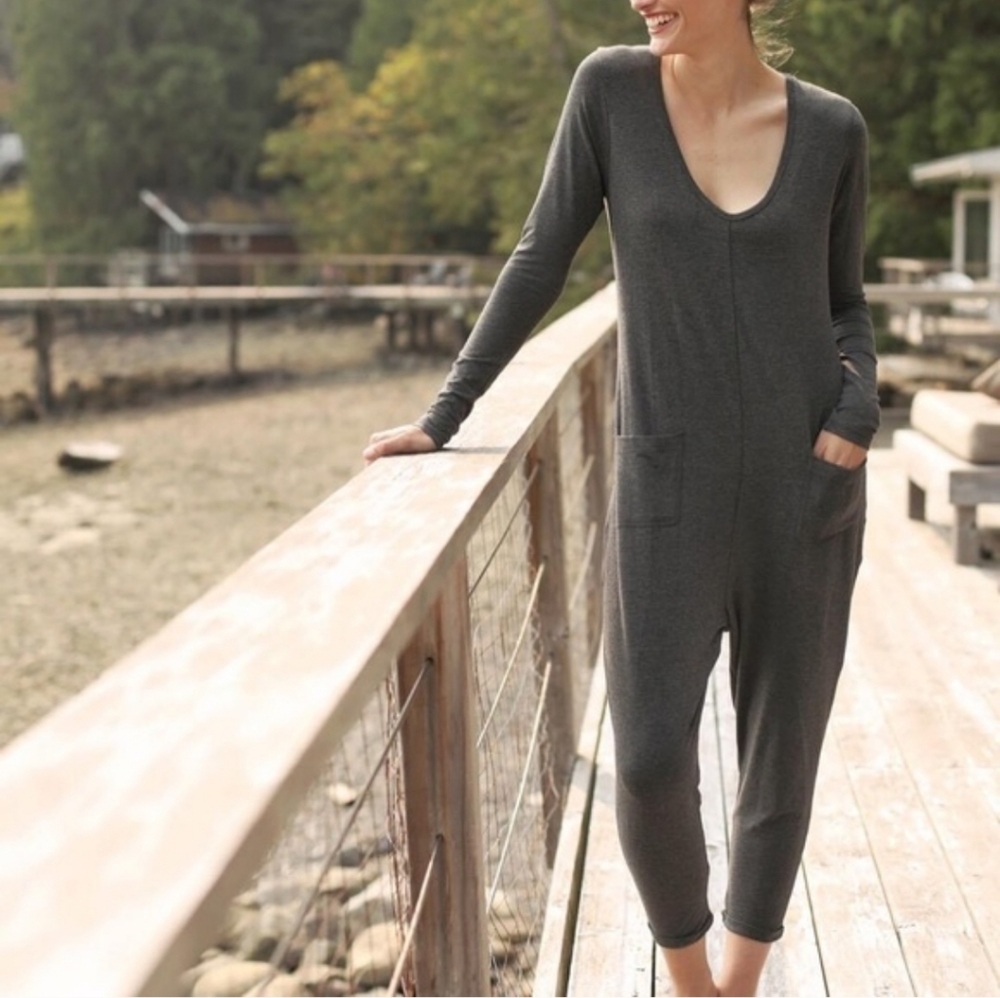 Smash & Tess Gray Long Sleeve Jumpsuit Romper